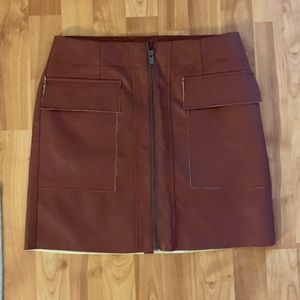 Brown leather skirt